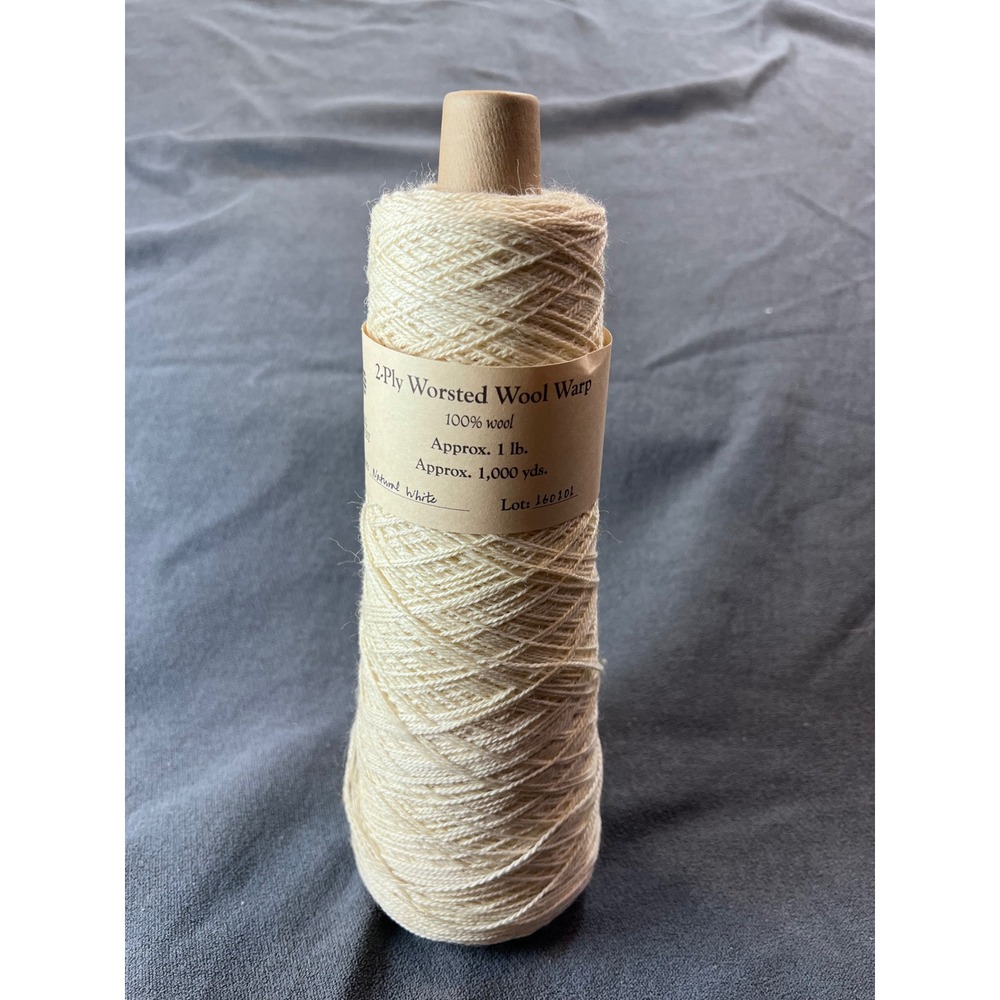 Weaving Southwest 2-Ply Worsted Wool‎ Warp Natural White 1lb 1000 Yards Cone